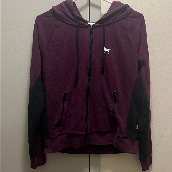 PINK Victoria's Secret Tops - Victoria Secret Purple and Black Zip-Up Hoodie